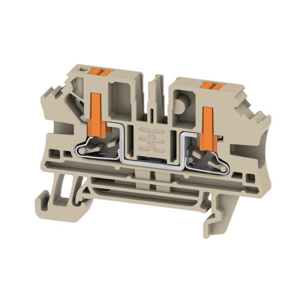 Weidmuller AL2C 4 Through Terminal - 4 mm², Beige, Push-in Connection, 2 Connections