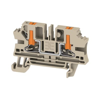 Weidmuller AL2C 4 Through Terminal - 4 mm², Beige, Push-in Connection, 2 Connections