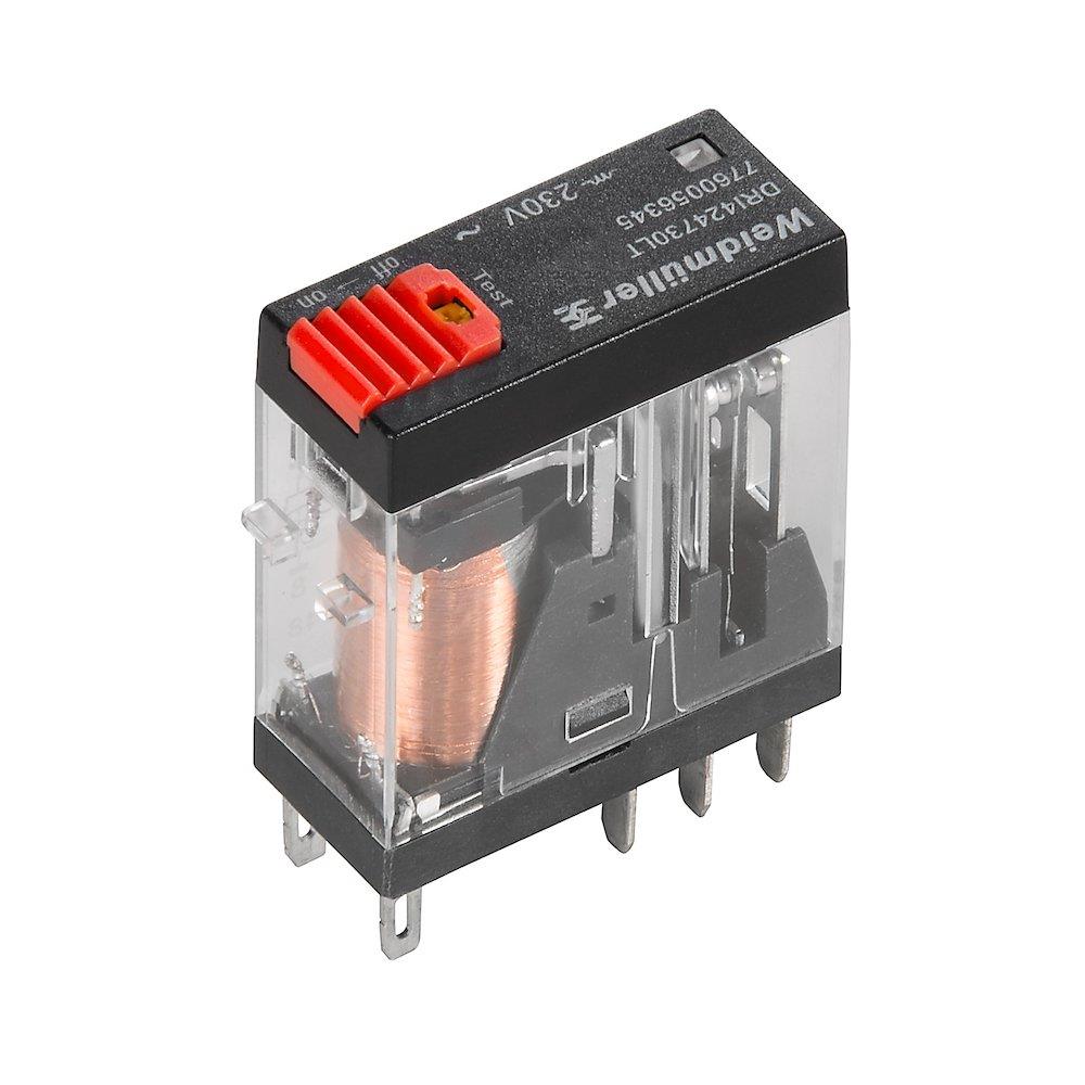 Weidmüller DRI Plug-in Relay with LED and test button - DRI - SDI, 230V, 5A, 2CO