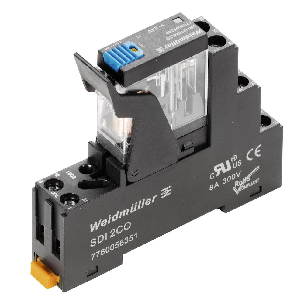 Weidmüller DRIKIT Plug-in Relay with LED and test button - DRIKIT, 110 DCV, 10A, 1CO