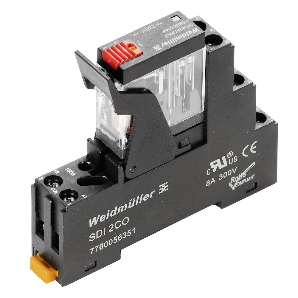 Weidmüller DRIKIT Plug-in Relay with LED and test button - DRIKIT, 24V, 5A, 2CO