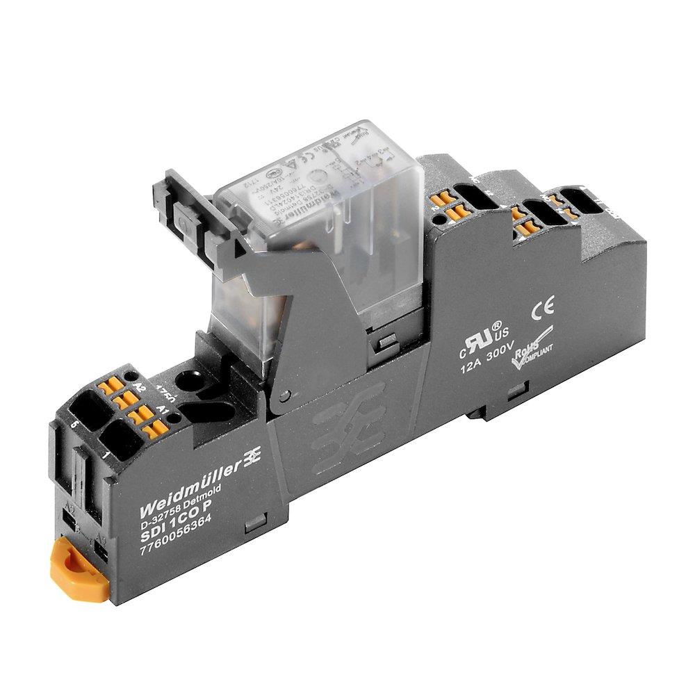 Weidmüller DRIKIT Push-In Plug-in Relay with LED - DRIKIT Push-In, 24V, 10A, 1CO