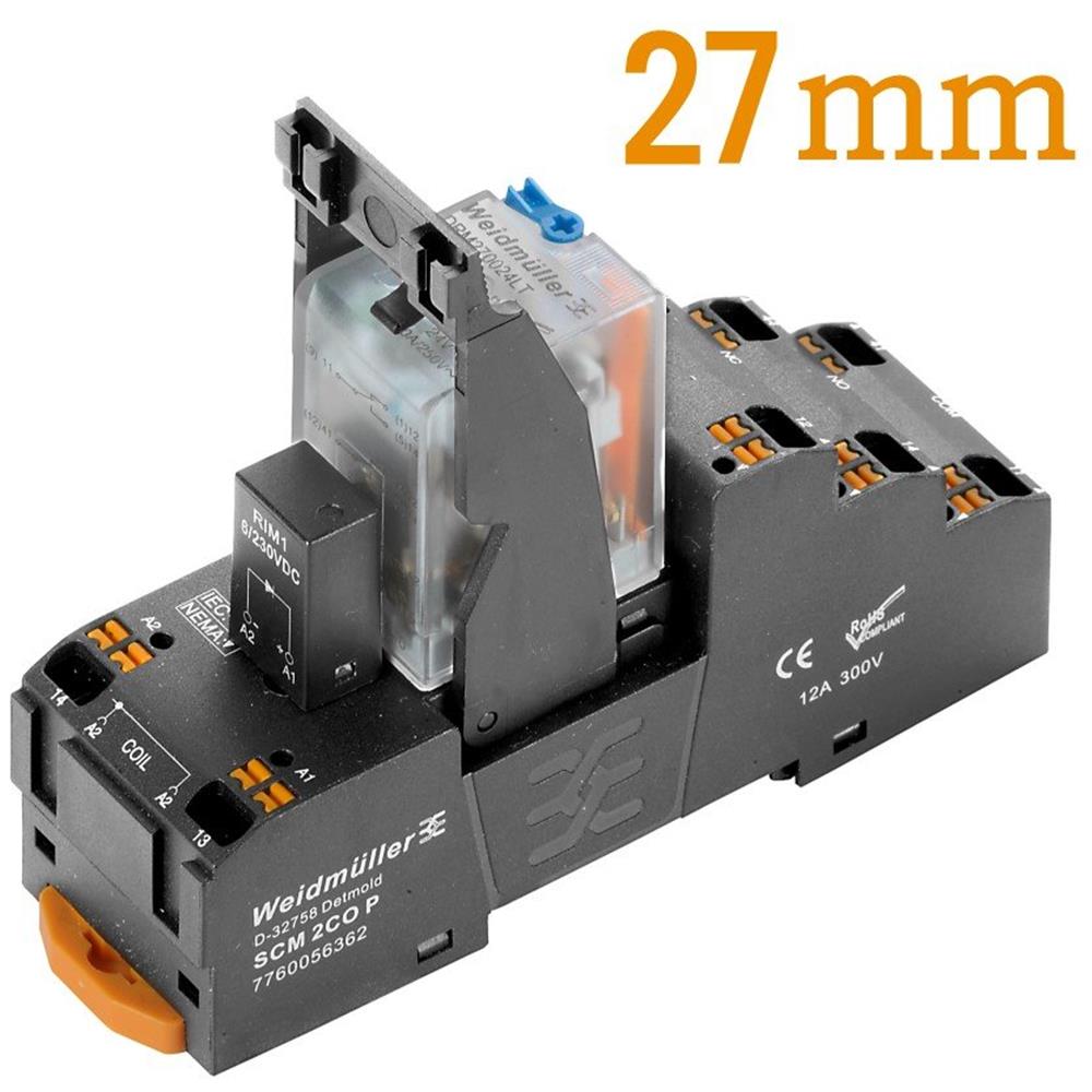 Weidmüller DRMKIT Push-In Plug-in Relay with LED and test button - DRMKIT Push-In, 24 DCV, 5A, 4CO