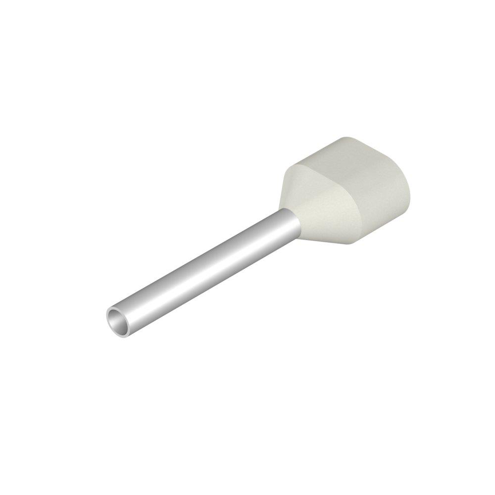 Weidmüller H0,5/18D ZH W TWIN Terminal Tube - 2 x 0,5 mm², Insulated, PP-Cu ( Polypropylene / copper ), white