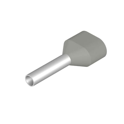 Weidmüller H0,75/14D ZH GR TWIN Terminal Tube - 2 x 0,75 mm², Insulated, PP-Cu ( Polypropylene / copper ), grey