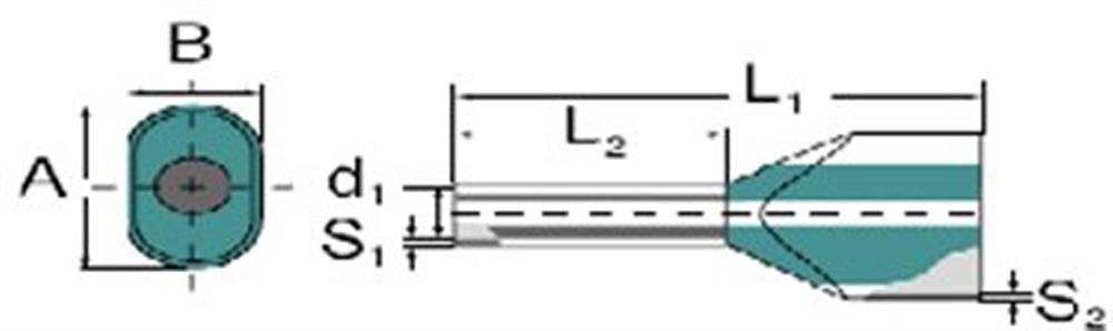 Weidmüller H0,75/15T ZH BL SV TWIN Terminal Tube - 2 x 0,75 mm², Insulated, PP-Cu ( Polypropylene / copper ), blue