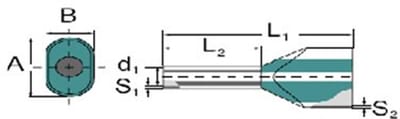 Weidmüller H0,75/15T ZH BL SV TWIN Terminal Tube - 2 x 0,75 mm², Insulated, PP-Cu ( Polypropylene / copper ), blue
