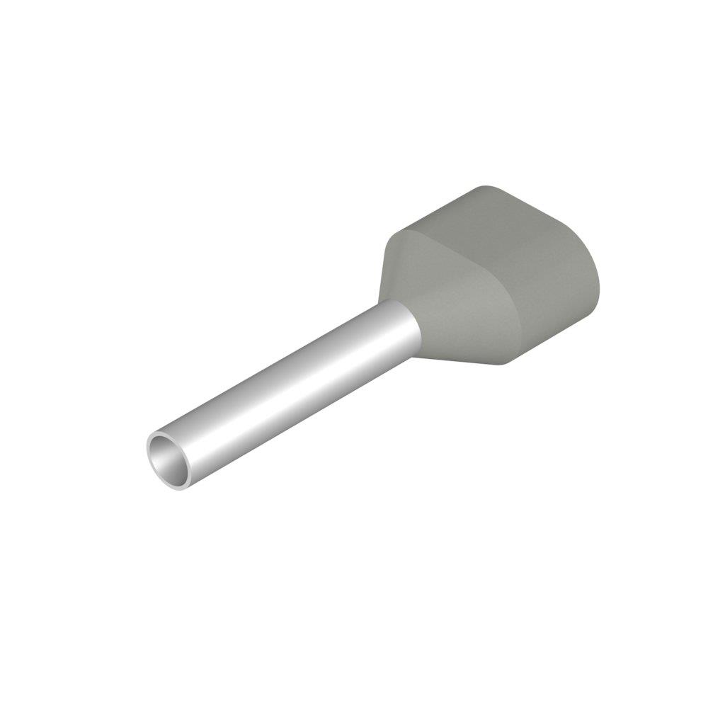 Weidmüller H0,75/16D ZH GR TWIN Terminal Tube - 2 x 0,75 mm², Insulated, PP-Cu ( Polypropylene / copper ), grey