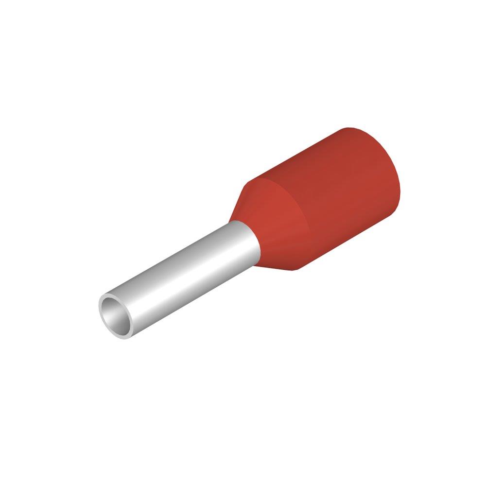 Weidmüller H1,0/12D R Terminal Tube - 1 mm², Insulated, PP-Cu ( Polypropylene / copper ), red