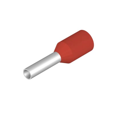 Weidmüller H1,0/12D R Terminal Tube - 1 mm², Insulated, PP-Cu ( Polypropylene / copper ), red