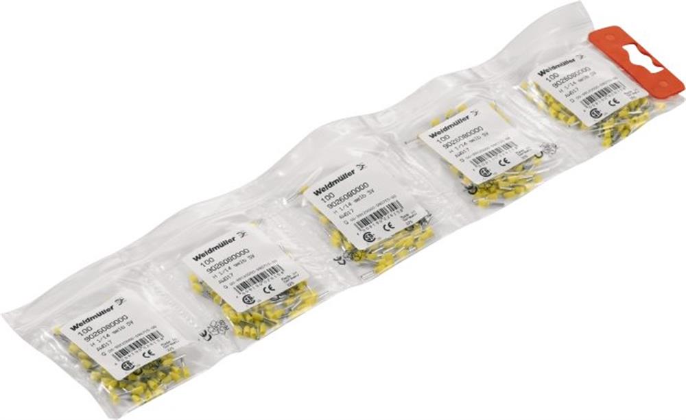 Weidmüller H1,0/14 GE SV Terminal Tube - 1 mm², Insulated, PP-Cu ( Polypropylene / copper ), yellow