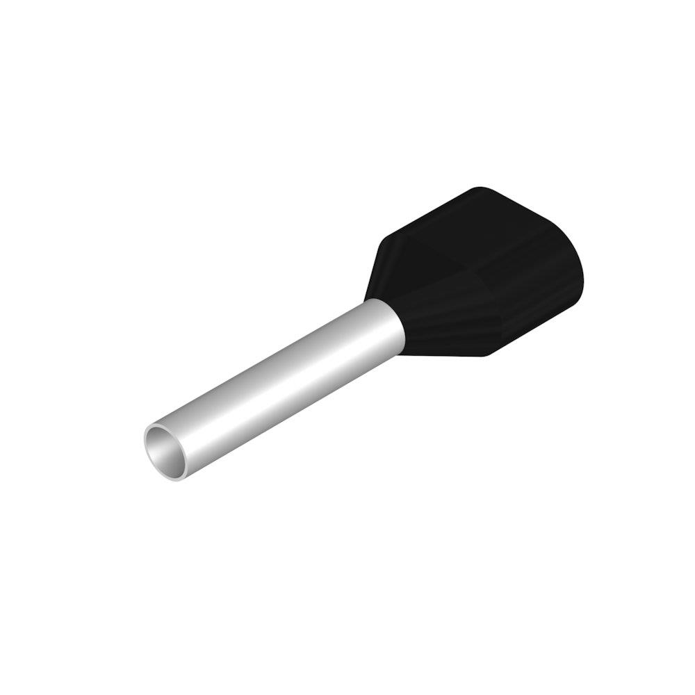 Weidmüller H1,5/20D ZH SW TWIN Terminal Tube - 2 x 1,5 mm², Insulated, PP-Cu ( Polypropylene / copper ), black