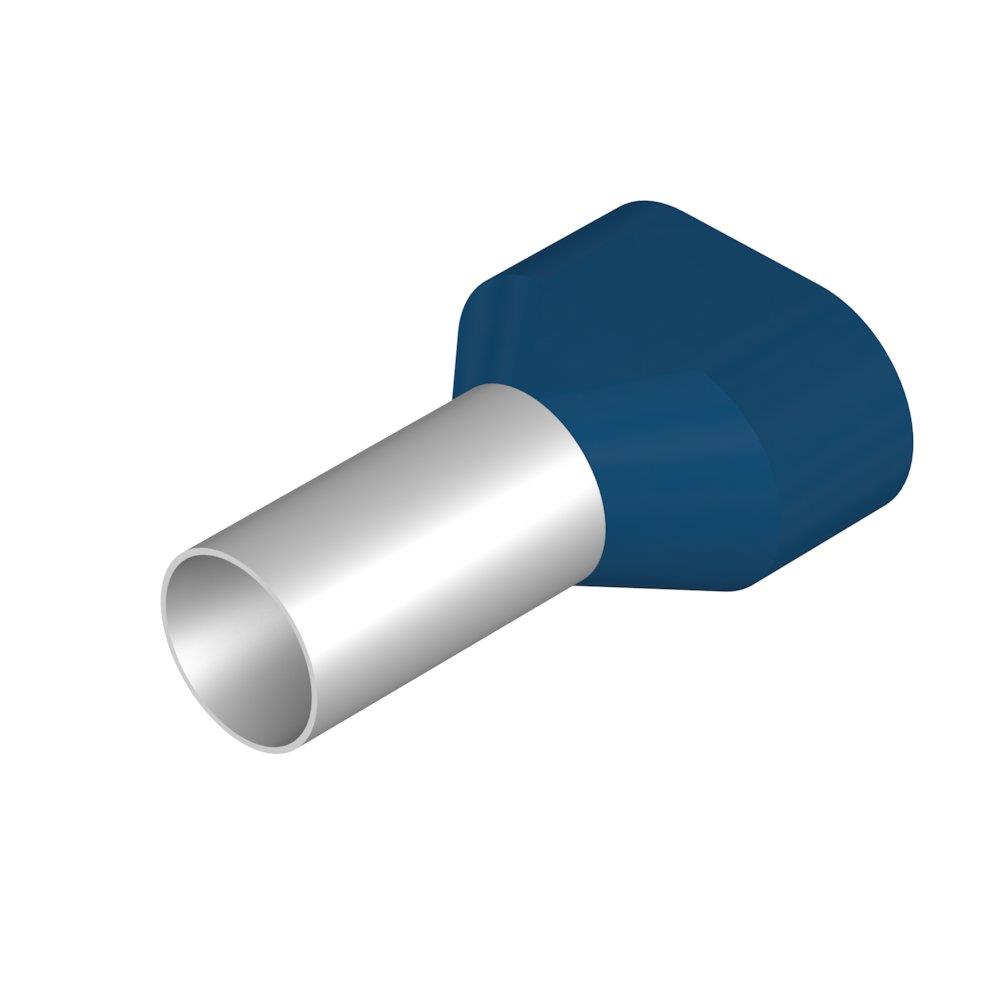 Weidmüller H16,0/29D ZH BL TWIN Terminal Tube - 2 x 16 mm², Insulated, PP-Cu ( Polypropylene / copper ), blue
