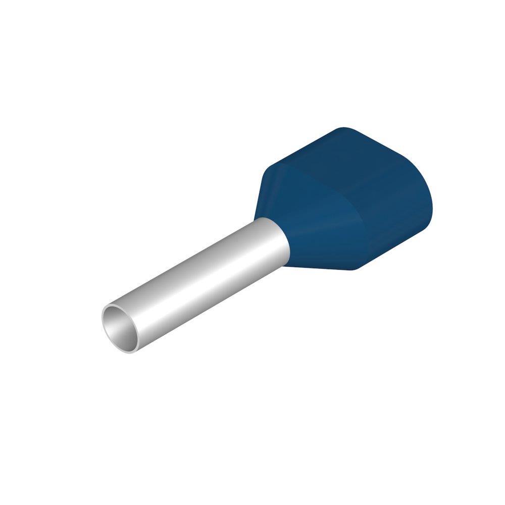 Weidmüller H2,5/21D ZH BL TWIN Terminal Tube - 2 x 2,5 mm², Insulated, PP-Cu ( Polypropylene / copper ), blue