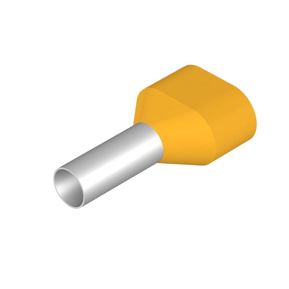Weidmüller H6,0/23D ZH GE TWIN Terminal Tube - 2 x 6 mm², Insulated, PP-Cu ( Polypropylene / copper ), yellow
