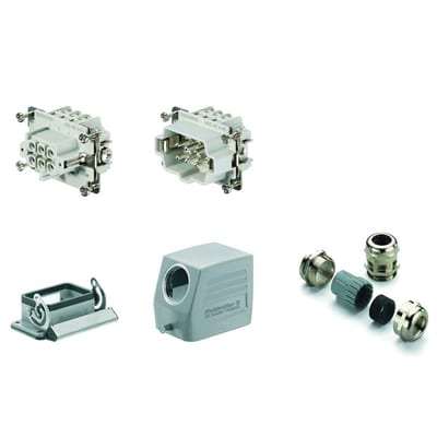 Weidmüller HDC KIT HE 06.100 M Multi-plug set - 3, Aluminium, grey, 1 x M20