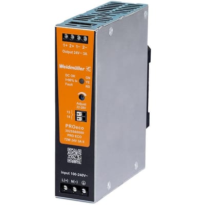 Weidmüller PRO ECO II Power Supply - PRO ECO II, 230, 24, 3A, 1PCS