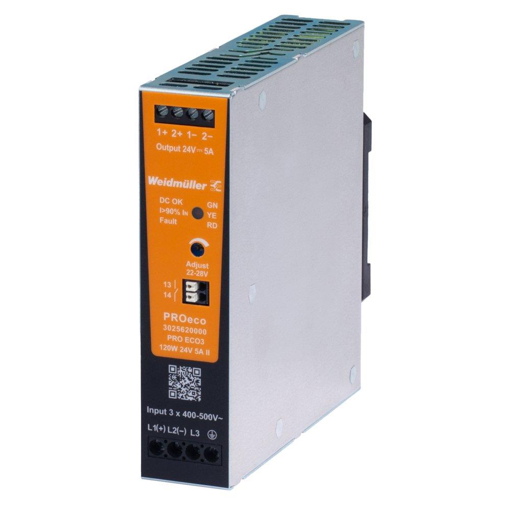 Weidmüller PRO ECO3 II Power Supply - PRO ECO3 II, 400, 24, 5A, 3PCS