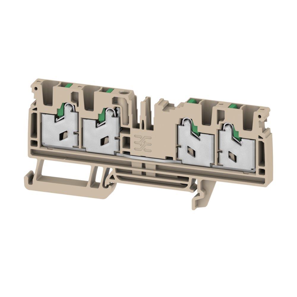 Weidmüller S4C 4 Through Terminal - 4 mm², Beige, Snap-In, 4 connections
