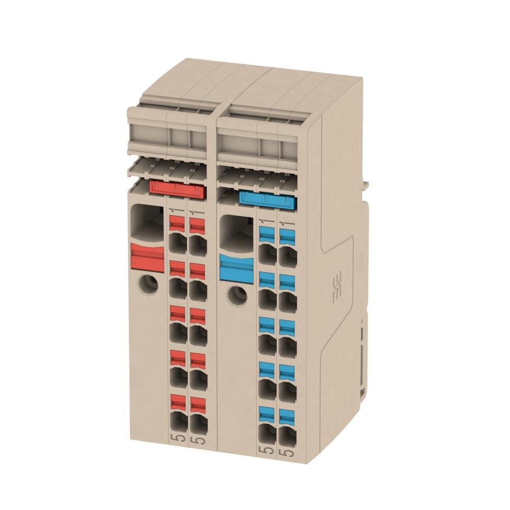 Weidmüller SET AAP12 10/2.5/10C Through Terminal - Beige/Red/Blue, Push-In, 2 Connections
