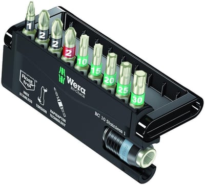 Wera Bit-Check 10 Bit Set stainless - 10PCS, PH/PZ/torx