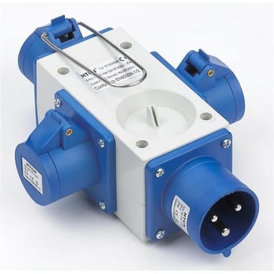 Wexim CEE Cross Distributor - 3P, 16A, 230V, H6, blue, 3 afgange