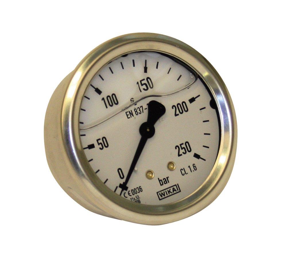 Wika Manometer glycerin-filled studs rear entry - 0bar, 100bar, G 1/4"