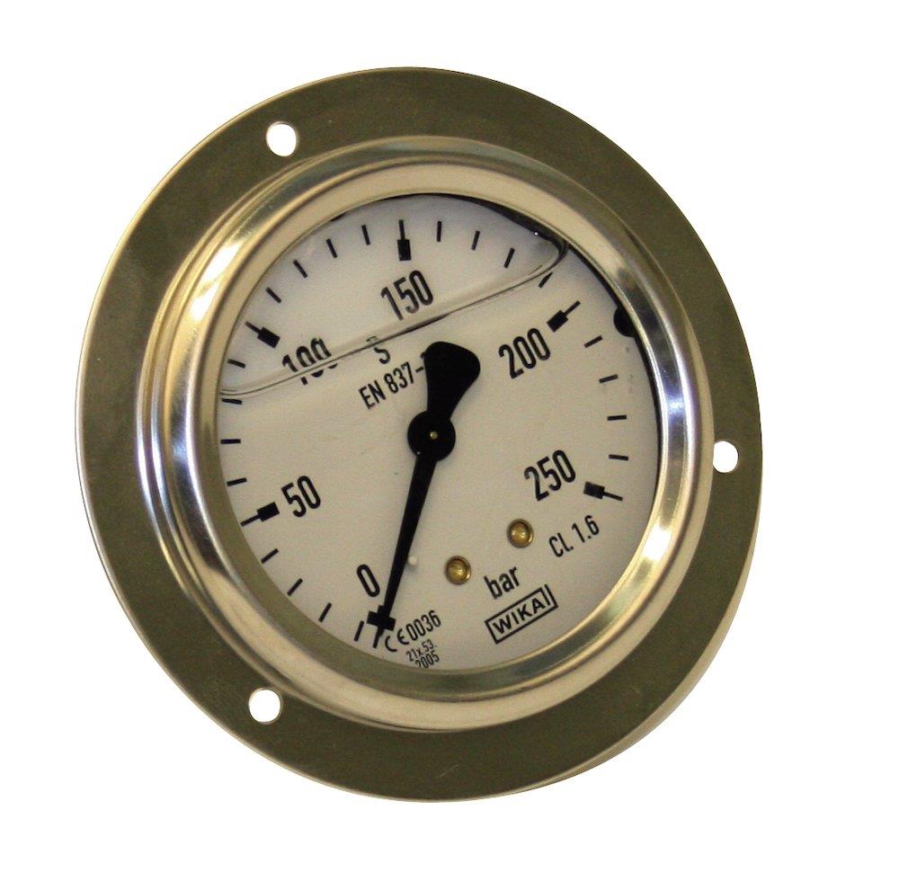 Wika Manometer with front flange glycerin-filled studs rear entry - 0bar, 400bar, G 1/4"