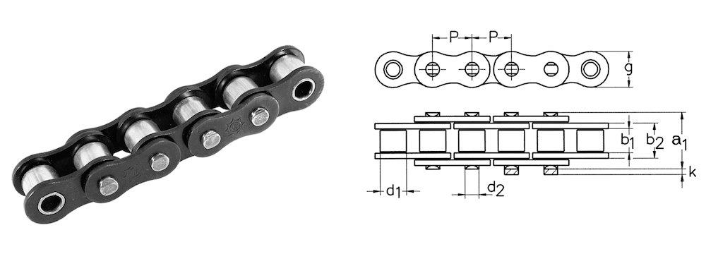 Wipperman Simplex Roller Chain steel 10B-1 - 1/2", 12.7mm