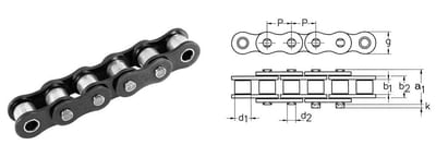 Wipperman Simplex Roller Chain steel 10B-1 - 1/2", 12.7mm